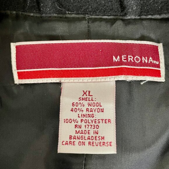 Merona Wool Blend Long Pea Coat Sz XL Preppy Nautical Academia Neutral Old Money - Picture 6 of 6